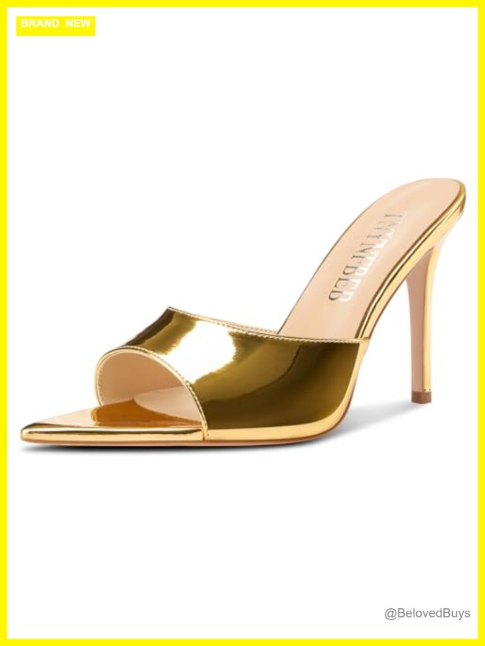 Womens Stiletto Peep Toe Slingback Sandals 3.9 Inch Patent Leather Heels